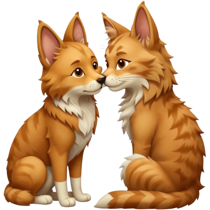 a dingo kissing a mainecoon emoji