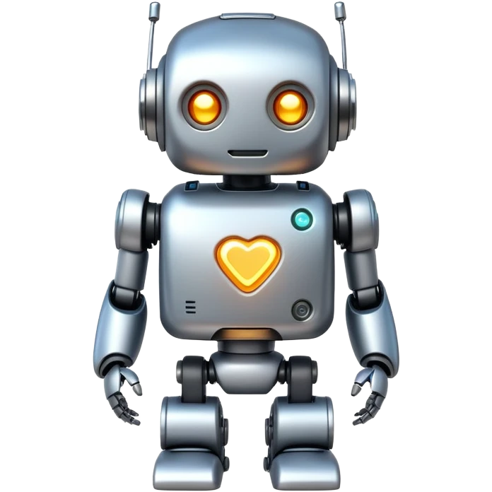 Cute robot character with an AI chip embedded in its chest emoji