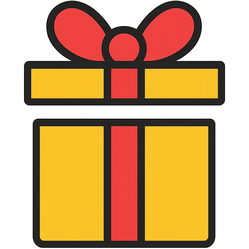 Make the gift open, keep the color outline icon style, with no background. emoji