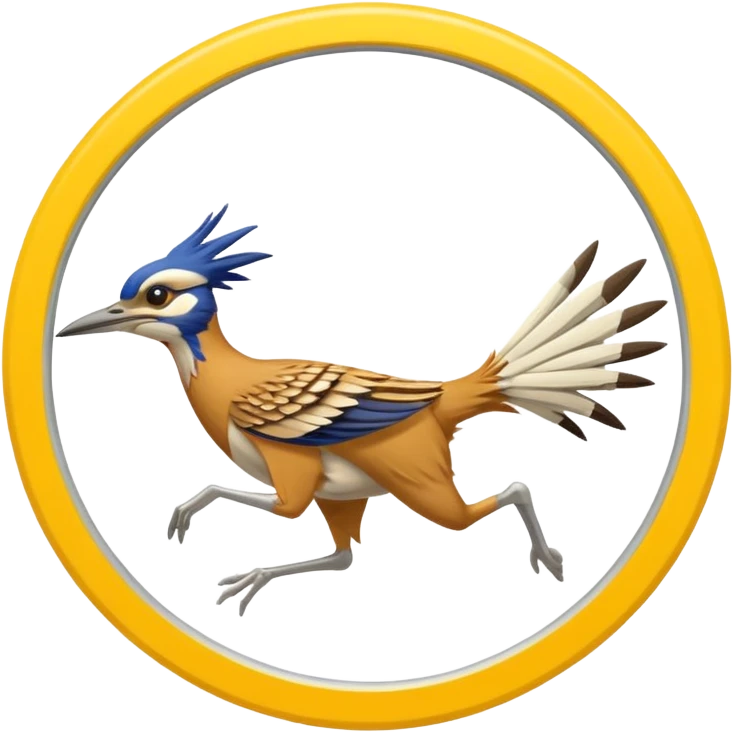 yellow roadrunner . feet are circled by a white line spinning in a circle to indicate running fast. emoji