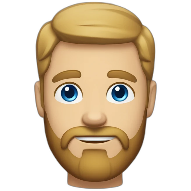 White man with a sun kissed tan and blue eyes. His hair is dark brown, styled sideways backwards. He has a beard and mustache trimmed. Wears a black t-shirt, Apple pencil behind his ear. emoji