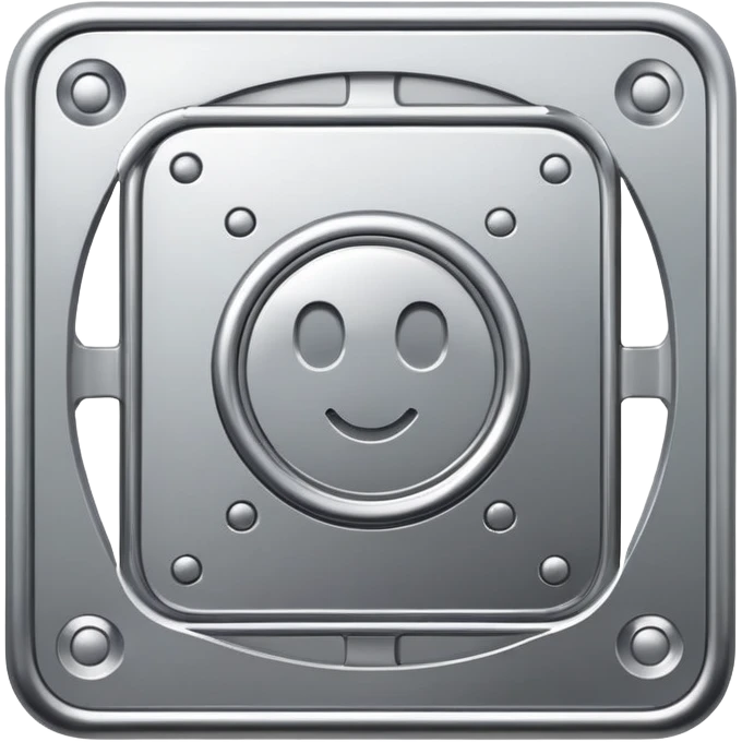 simmetry square, stoke icon, silver iron, the middle is transparent emoji