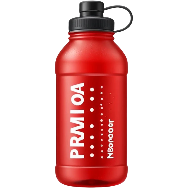 A red bottle of sports drink “prime hydration” with a black cap and large lettering emoji