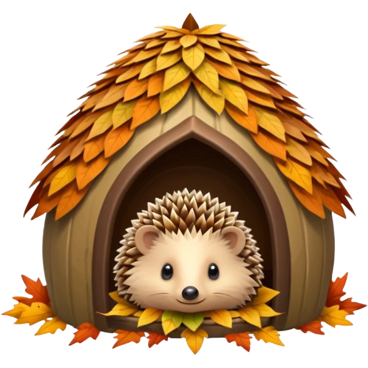 Hedgehog hut made of leaves emoji