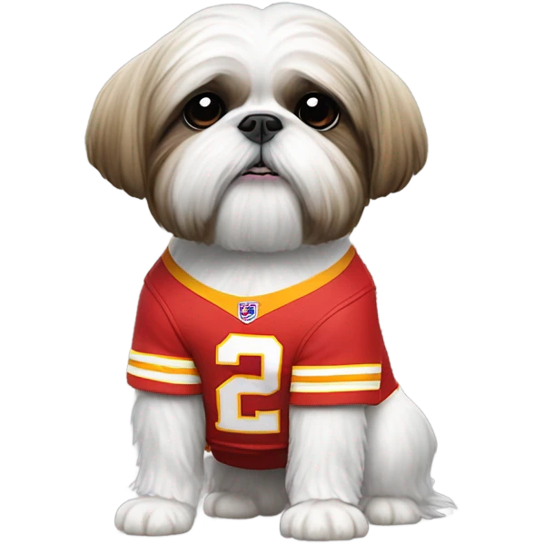 Shih Tzu wearing a chiefs jersey emoji