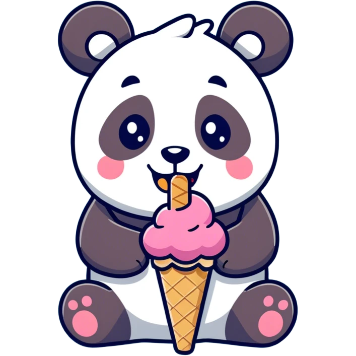 Panda eating ice cream emoji