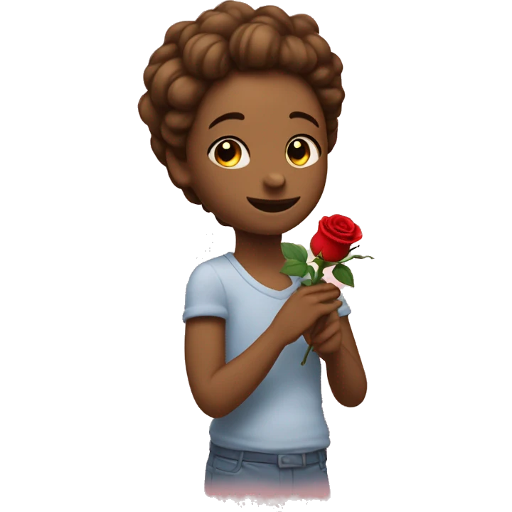 To lovingly caress a rose with one's hand emoji