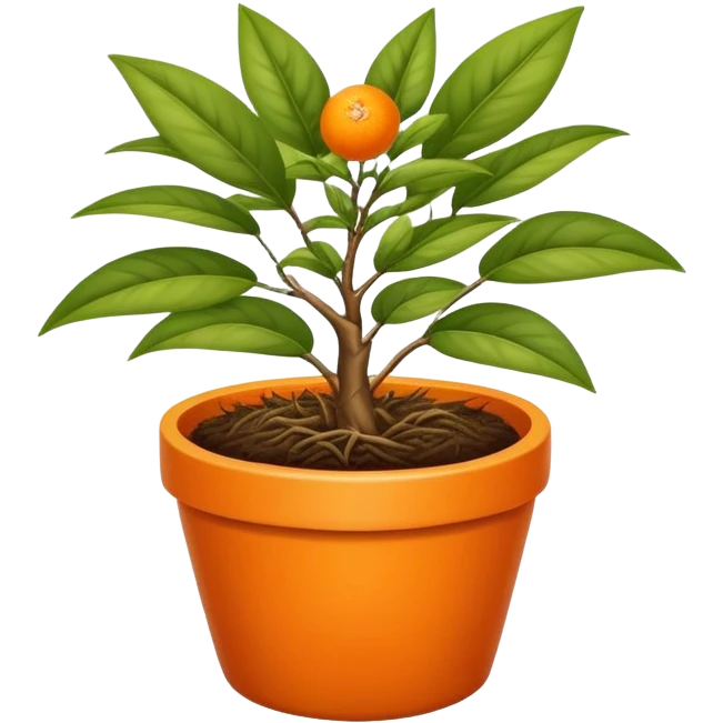Bird's-nest plant in round orange pot emoji