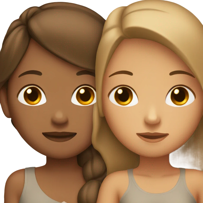 tan woman with short brown hair hugging tan girl with long brown hair  emoji