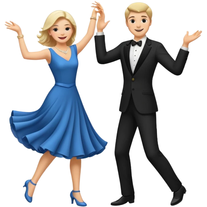 White Man and white woman dancing white emoji