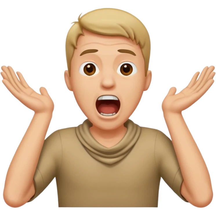 Guy screaming with hands around neck  emoji