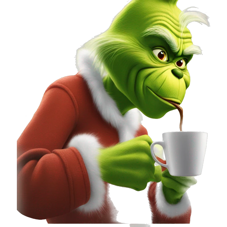 The grinch drinking coffee emoji