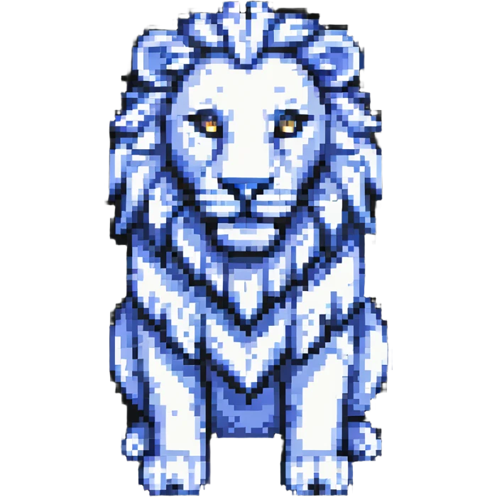 medieval lion inspired by stone carving, pixel art style emoji
