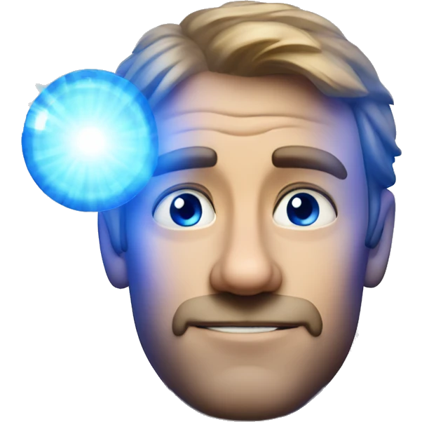 Australian dad with blue ring of light on top of his head emoji