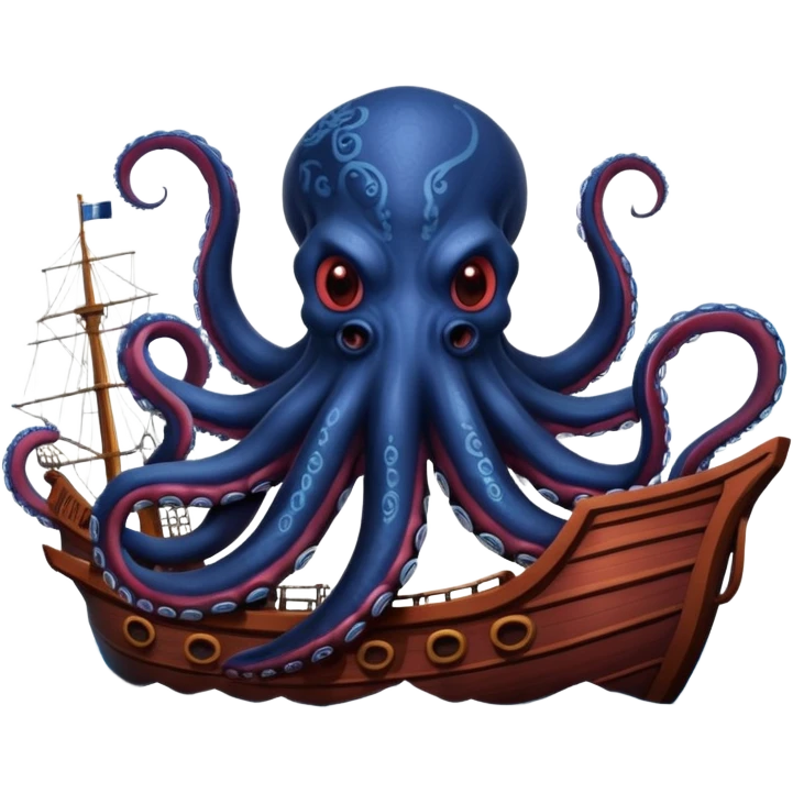 Kraken – Giant octopus with tentacles wrapping a ship emoji