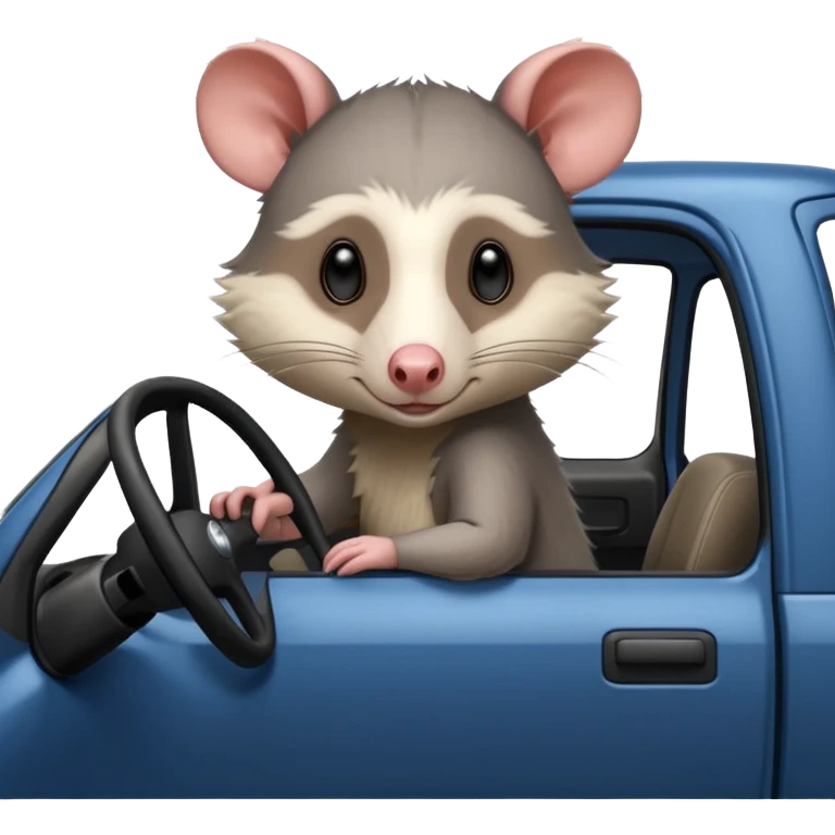 Sad opossum driving a Chevy Silverado  emoji