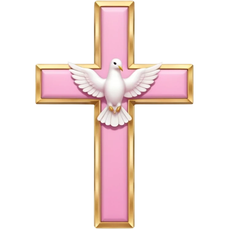 Pink and white simple holy cross with a dove  emoji