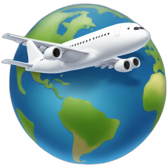 airplane flying over the globe emoji