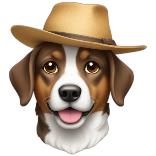 Chien avec un chapeau emoji