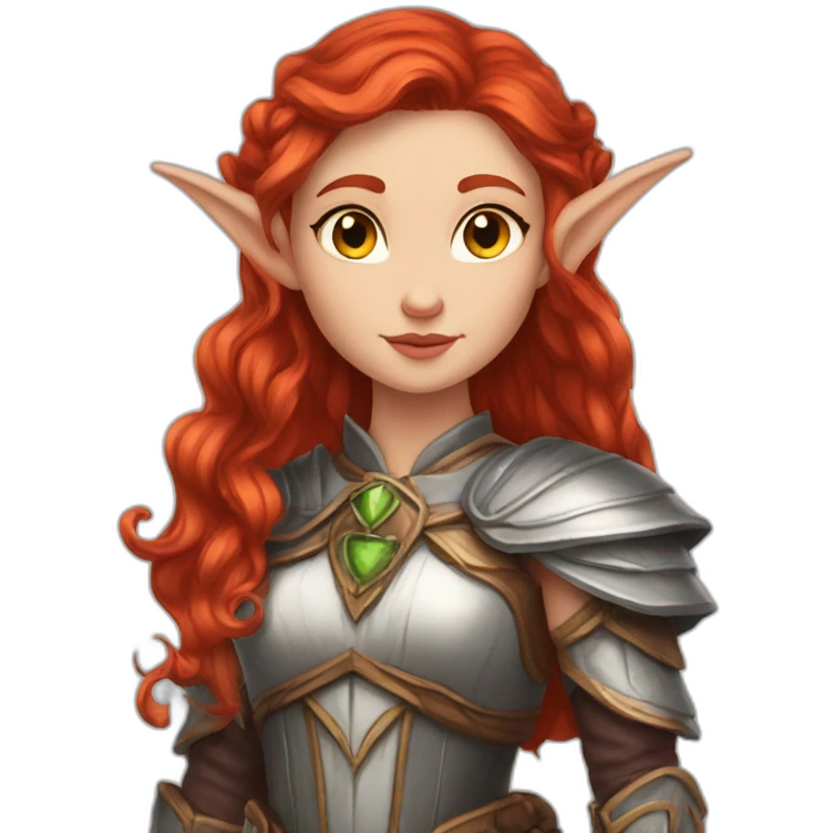 strong-brave-wisdom-redhair-queen-elf-girl emoji