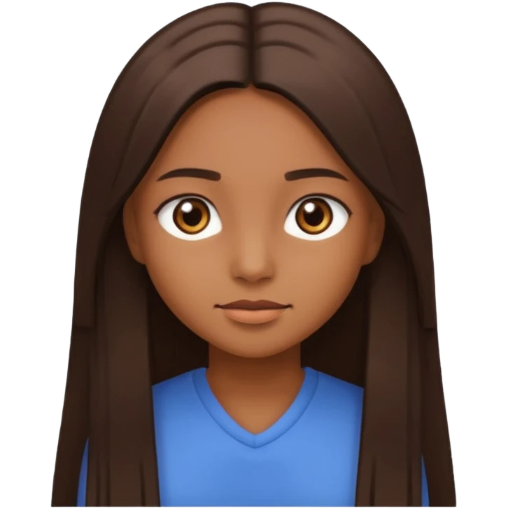 girl with straight long hair and brown eyes, brown skin emoji
