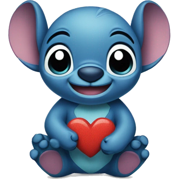 mini Stitch holding a heart emoji