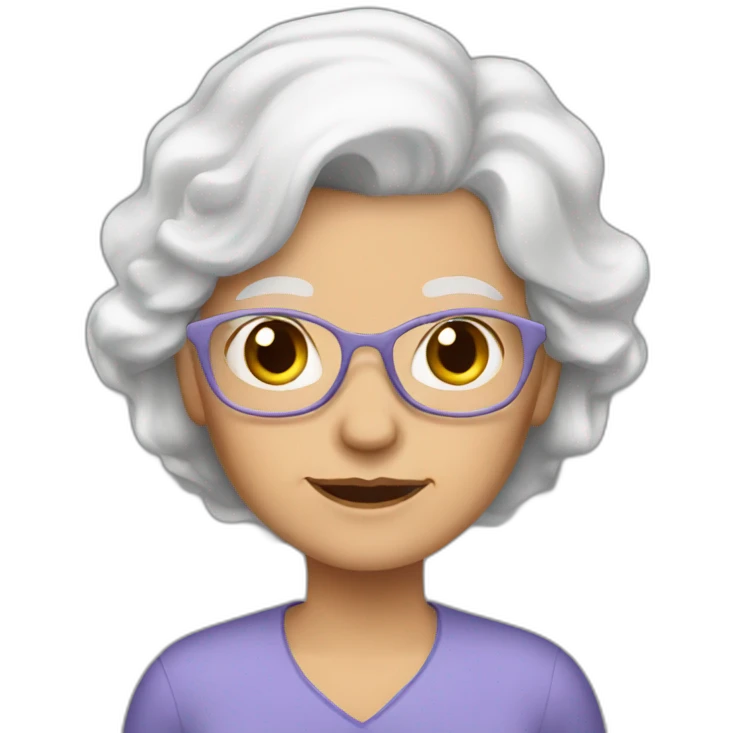 Grandma long white hair emoji