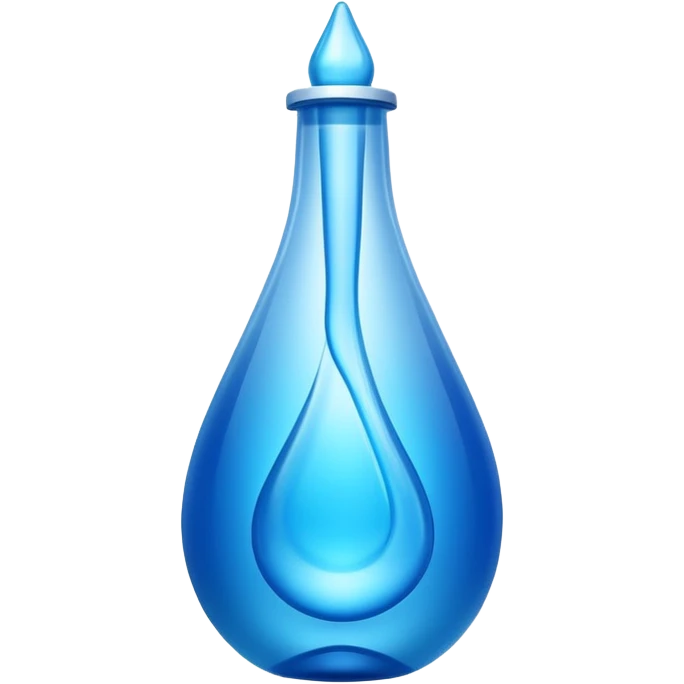 "Abstract logo symbol representing plastic blow molding, a drop of blue liquid plastic transforming into a solid bottle shape, futuristic, metallic texture, blue and silver gradient, white background, high definition app icon." emoji