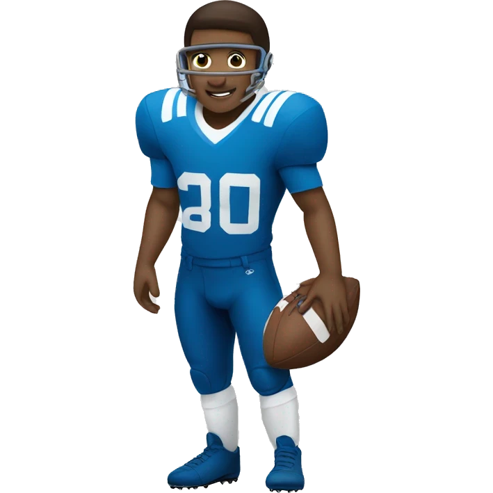 white football player with blue and colorshite  emoji
