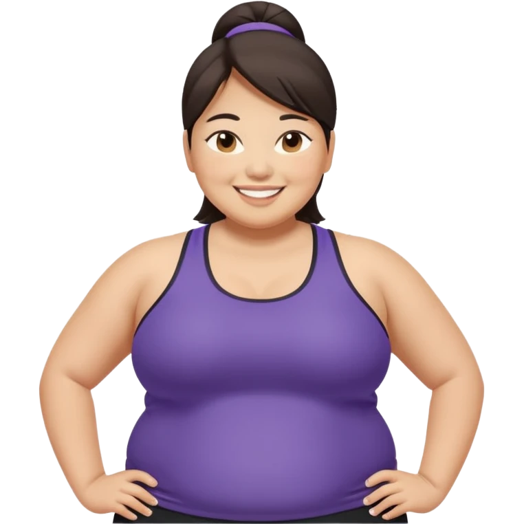 asian midsize overweight woman in workout gear emoji