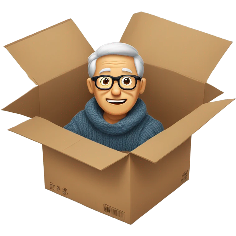 A grandad stuck in a box  emoji
