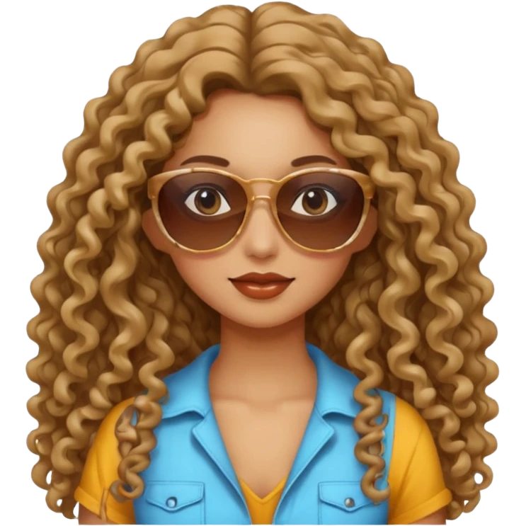 Biker Gang with Sunglasses,girl, long curly hair, sunglasses emoji