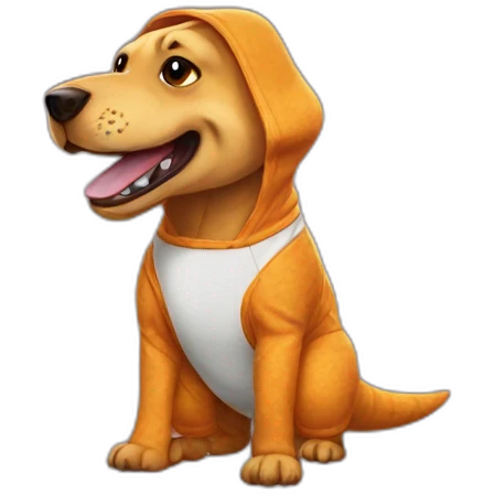 dog in a t-rex onesie emoji