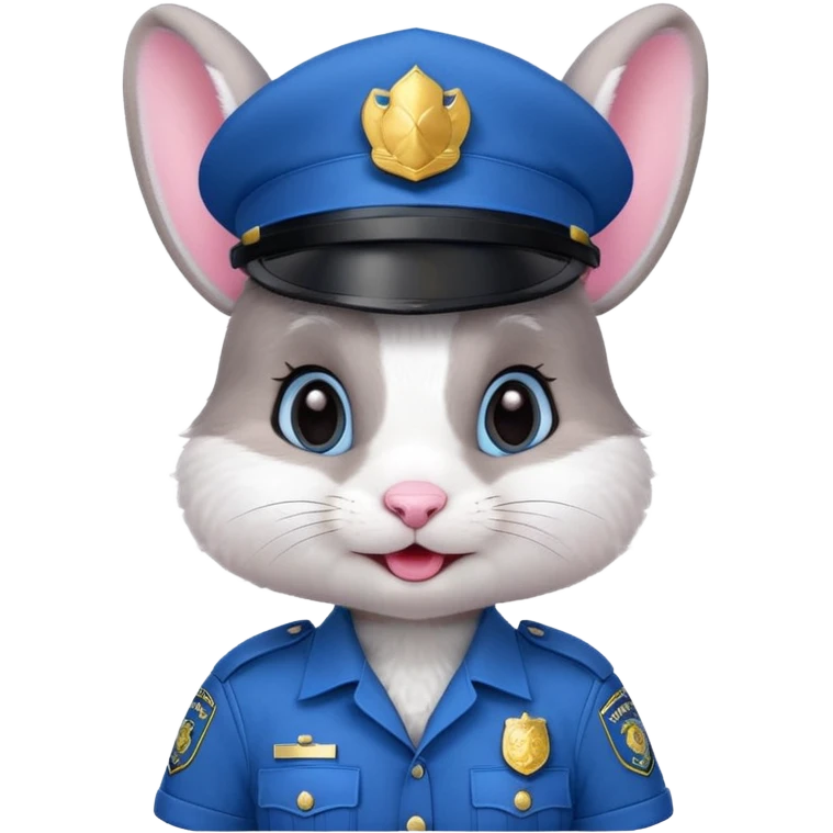 cute Rabbit police, blue uniform including helmet of uniform emoji