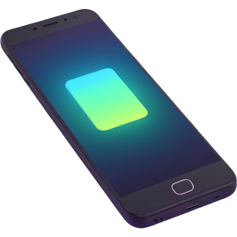 sleek smartphone with glowing screen emoji