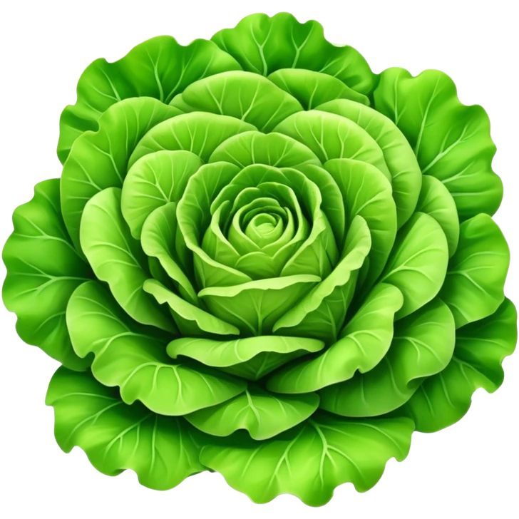 Cinematic crisp green lettuce, fresh and leafy, slightly curled edges, detailed textures, vibrant and refreshing, ultra-realistic and inviting. emoji