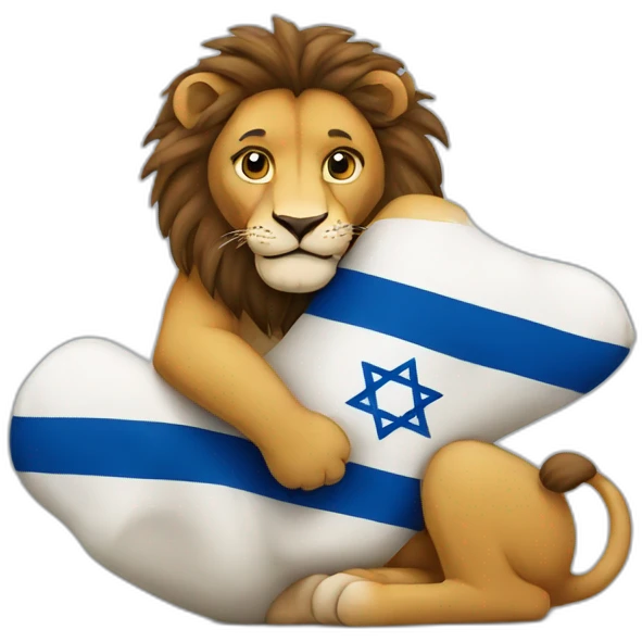 Lion hugging Israel emoji