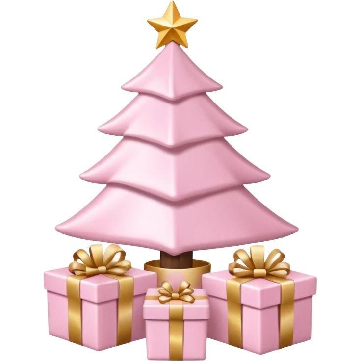 Light pink Christmas gifts under a white Christmas tree emoji