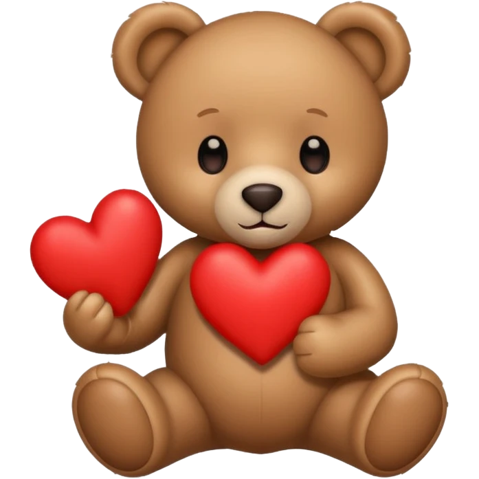 Teddy bear holding a red heart emoji