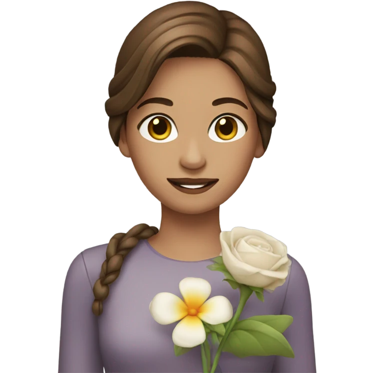 Brown hair model flower  emoji