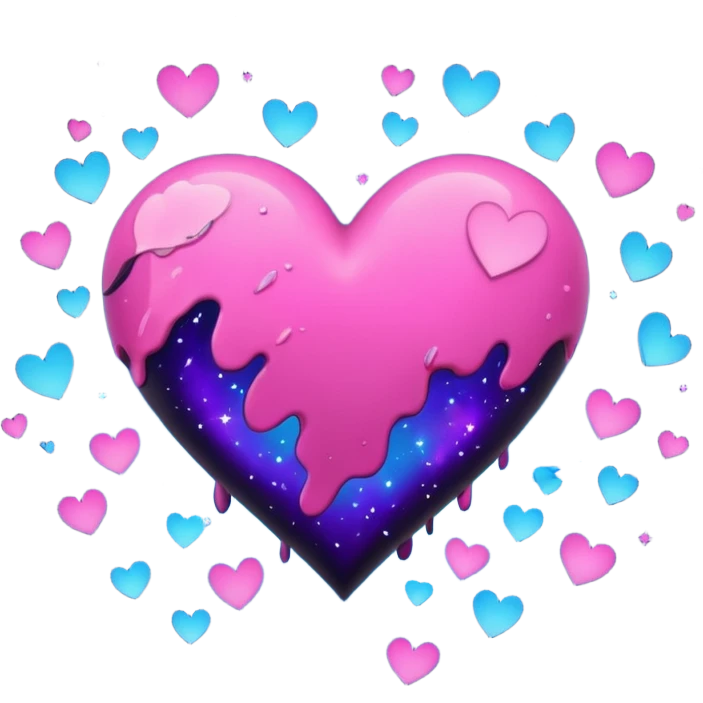 emo heart with night sky and falling petals emoji