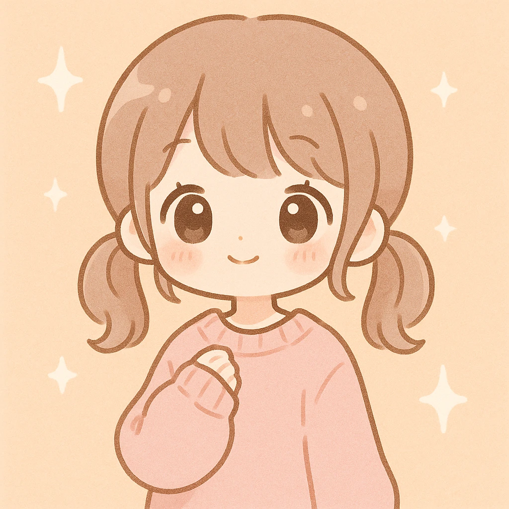 kawaii girl with pigtails, oversized sweater, sparkles, soft colors emoji