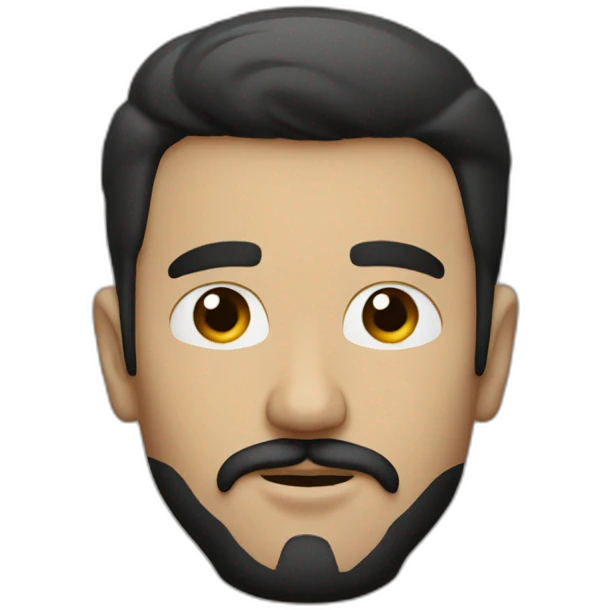 Man with very short black hair a goatee and mustache smoking emoji