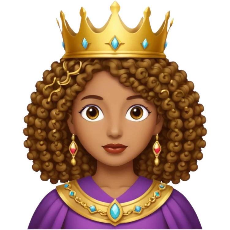 Chica piel morena con cabello rizado 👩🏽‍🦱 con corona 👸🏽 emoji