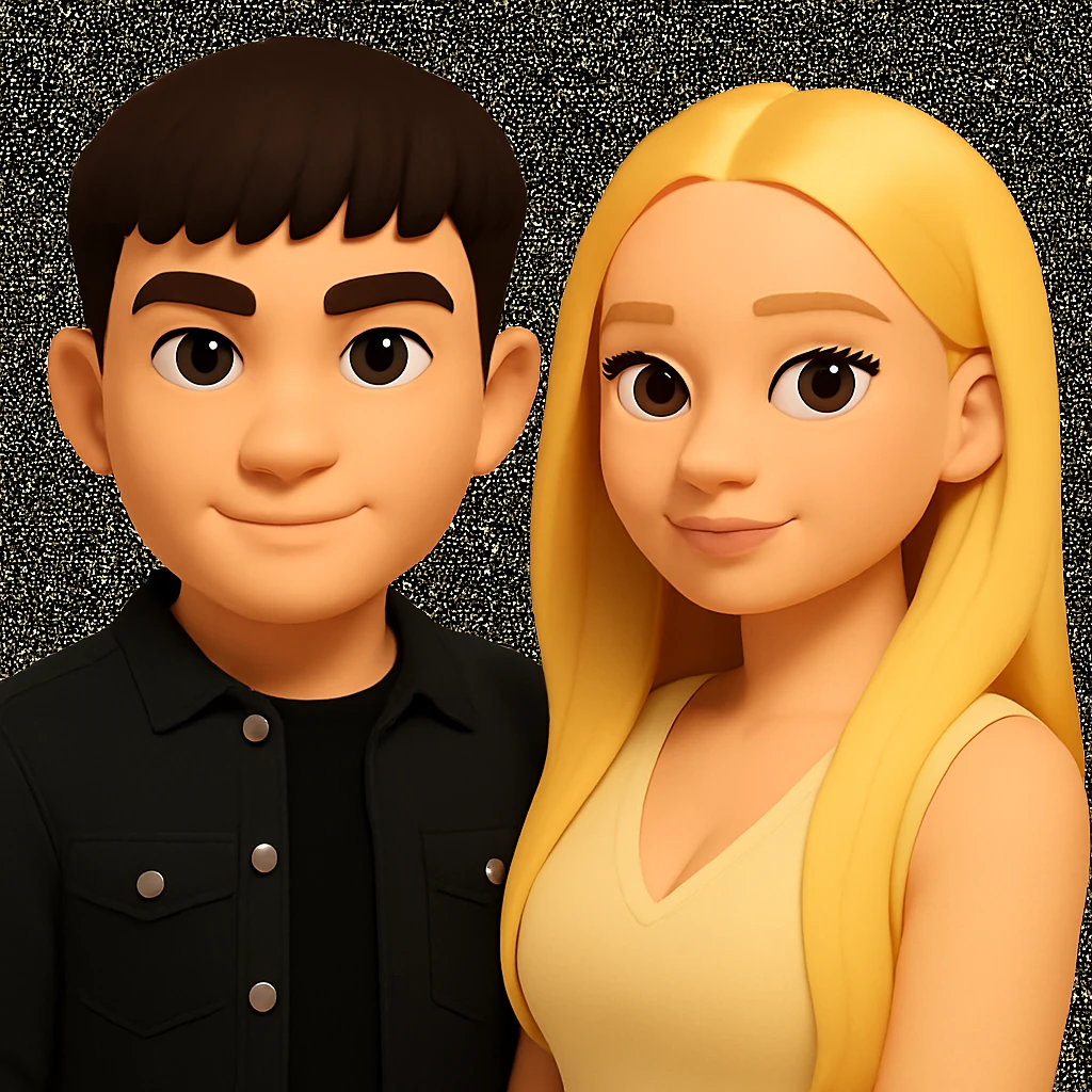 Slightly increase the volume of the upper body of the girl and move her slightly to the right, preserving the style of the image. emoji
