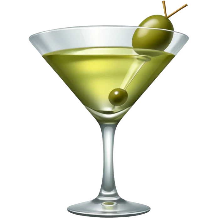 martini with 3 green khaki olives all at the same stick and same size . liquid should be a clear color like water kinda  emoji