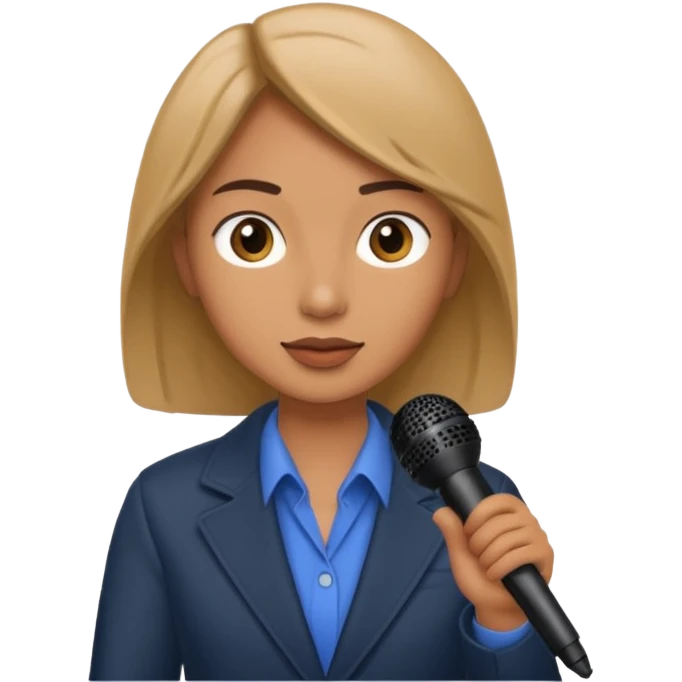 a journalist with a microphone emoji