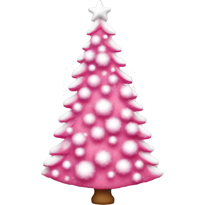 Pink Christmas tree with white snow emoji