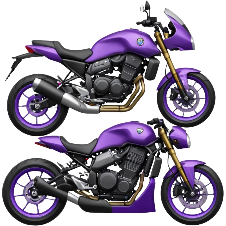 Créer un emoji copiable sur mon système iOS avec une moto mt07 noir mate / violet plus foncé que tu as et iridescent. le style de la mt07 doit être en roadster. emoji