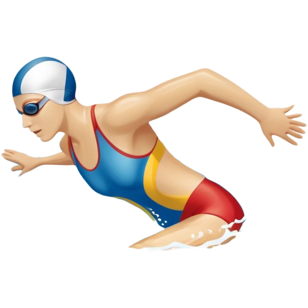 An icon featuring a swimmer in mid-stroke, cutting through the water with a strong, fluid motion. The design includes ripples around the swimmer’s body and a pool lane line in the background, symbolizing speed and technique in swimming. Transparent background highlights the grace emoji